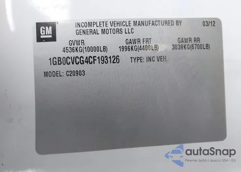 2012 Chevrolet Silverado 2500Hd Work Truck from USA, damaged, VIN 1GB0CVCG4CF193126